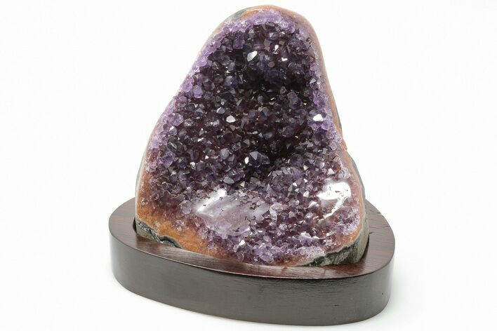 Tall Amethyst Cluster With Wood Base - Uruguay #199716